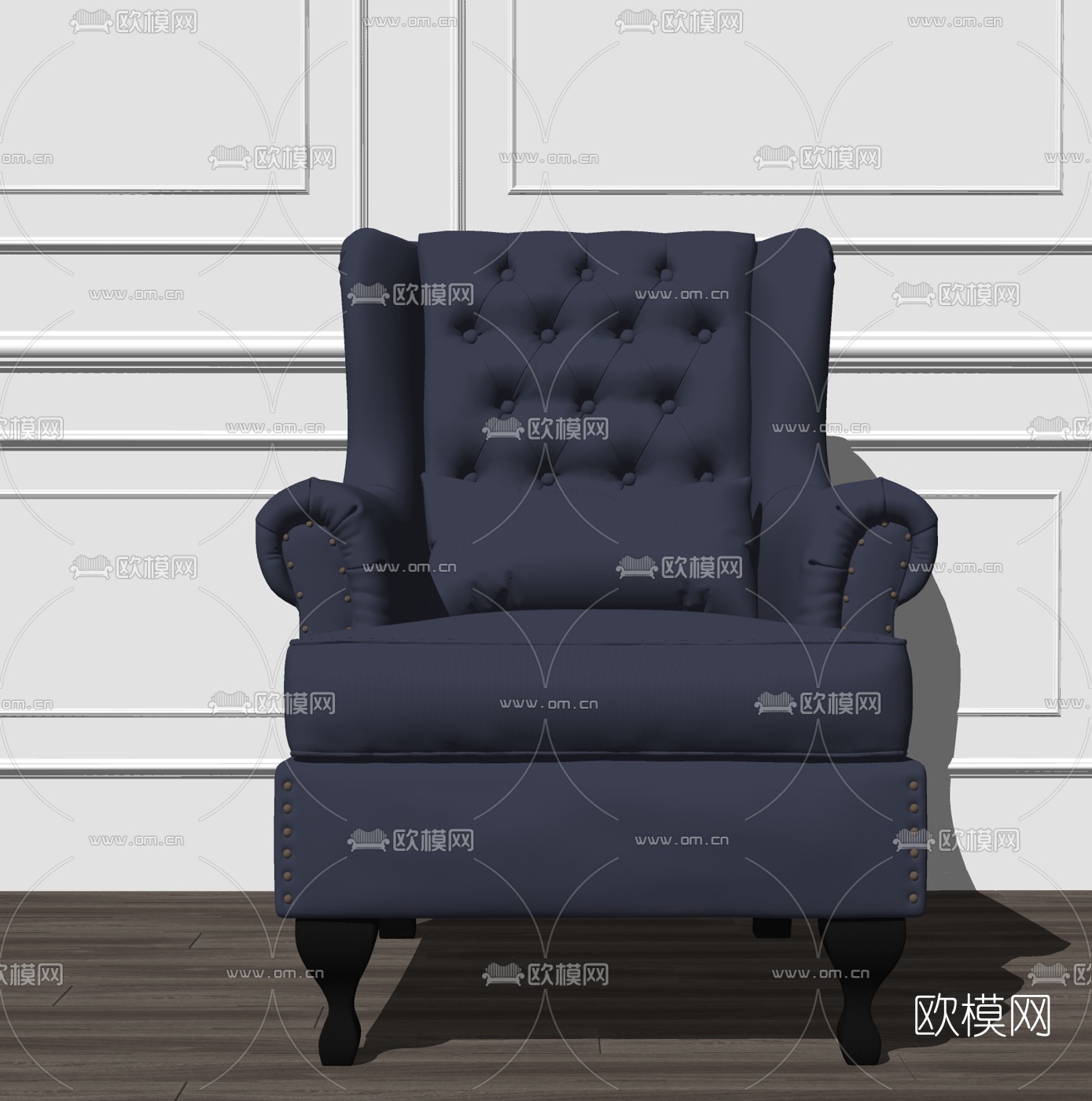美式皮革单人沙发su模型下载