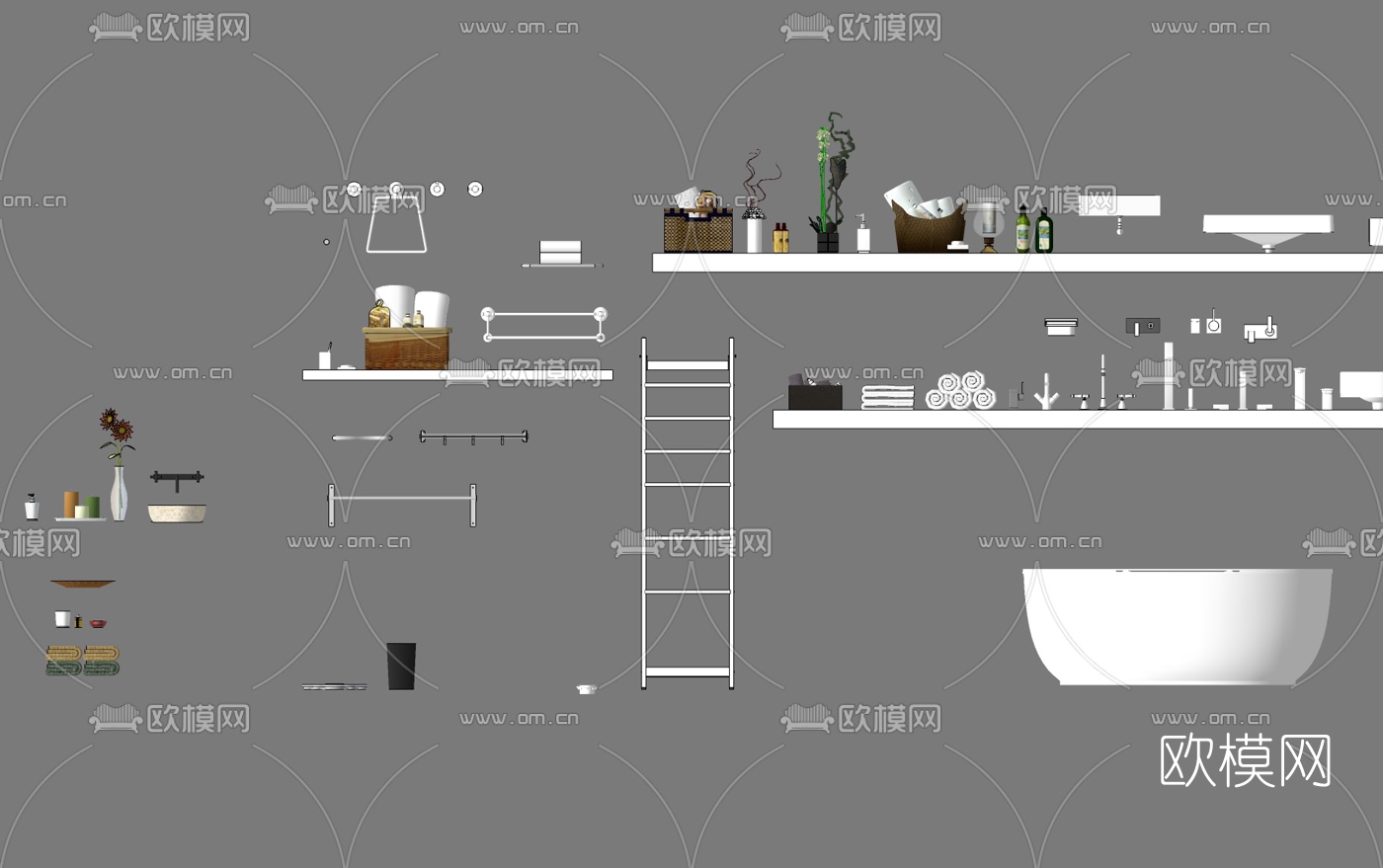 现代洗手台盆组合su模型下载（渲染图2）