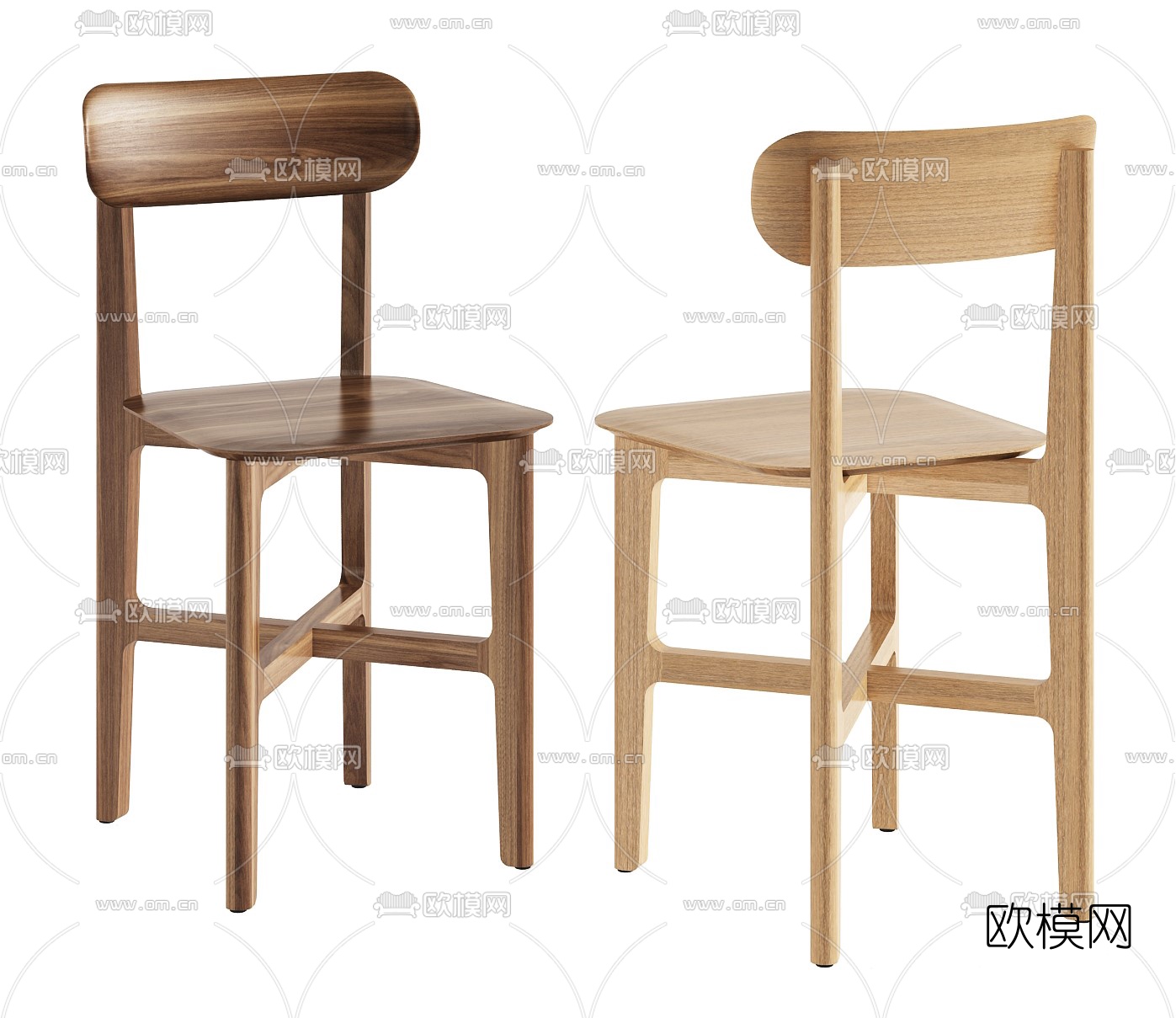 北欧实木单椅3d模型下载