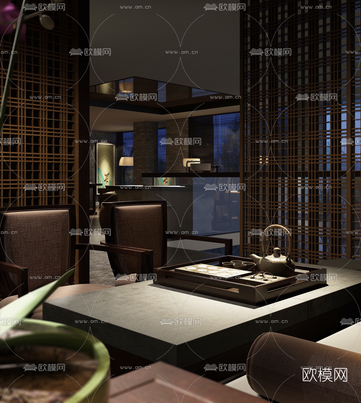 新中式茶会所3d模型