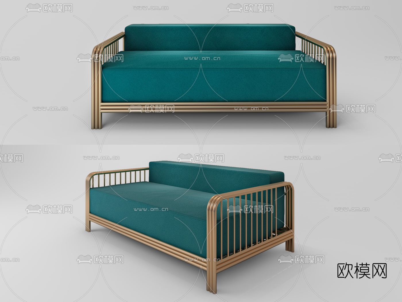 现代轻奢金属双人沙发3d模型下载