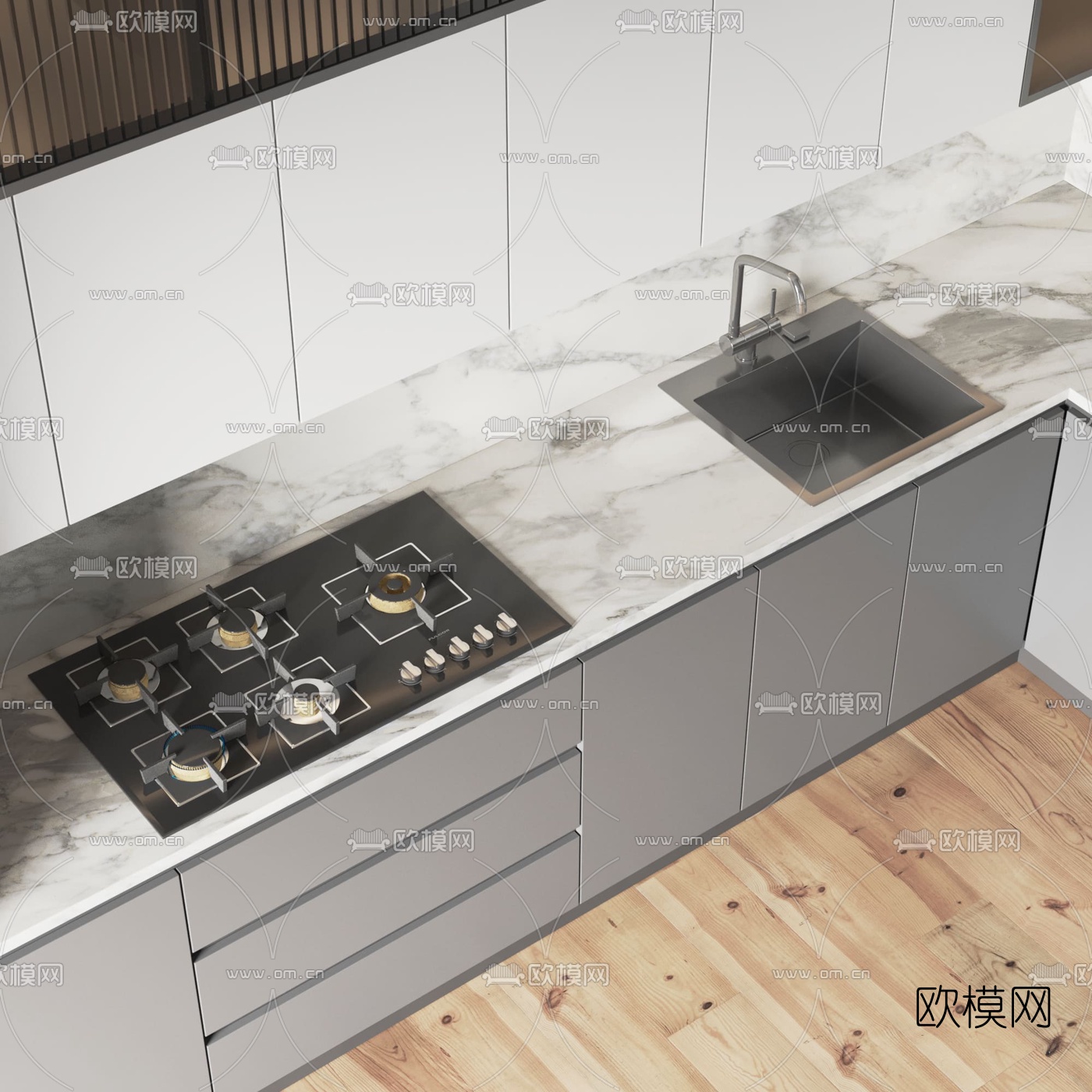 现代厨房橱柜3d模型