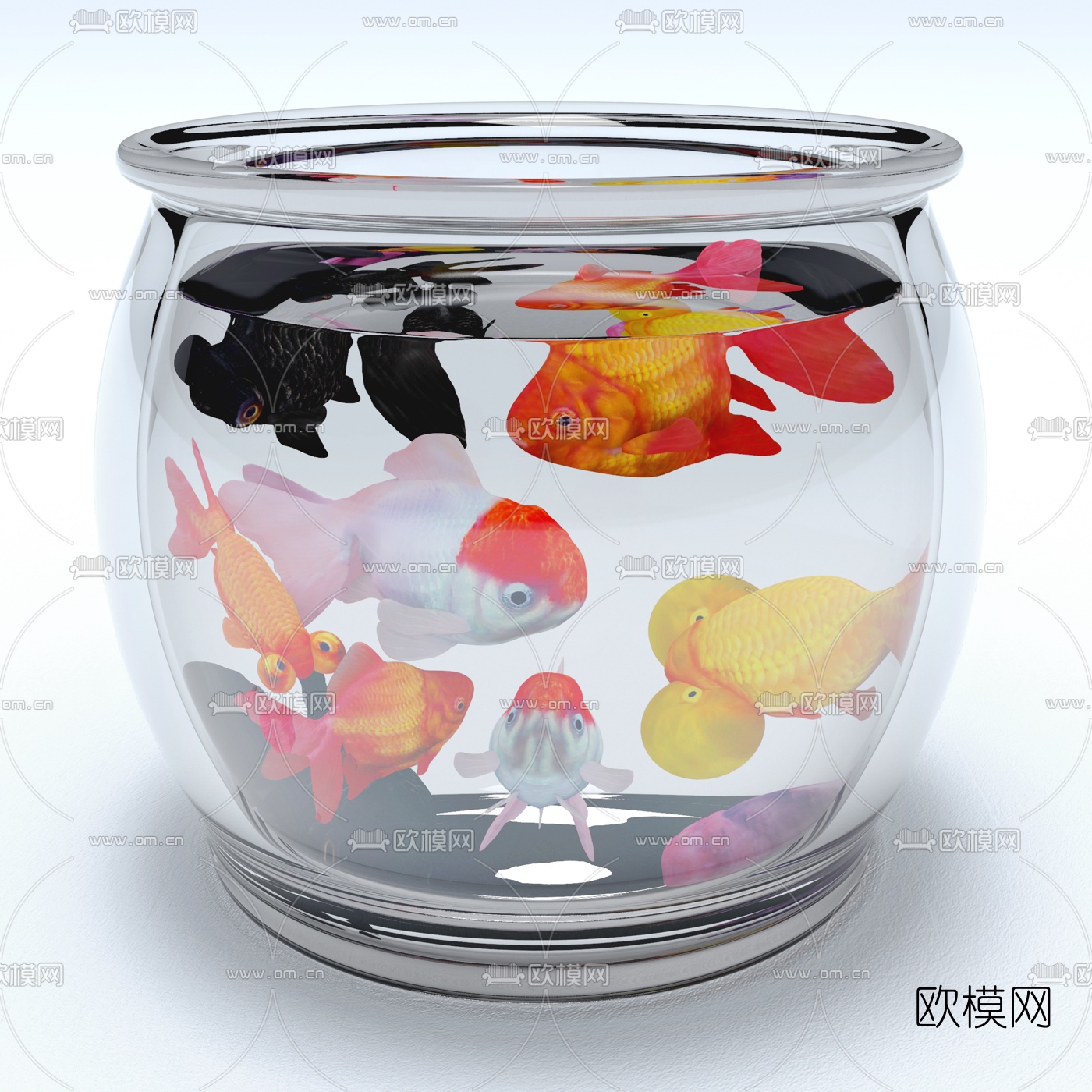 现代金鱼玻璃鱼缸3d模型下载