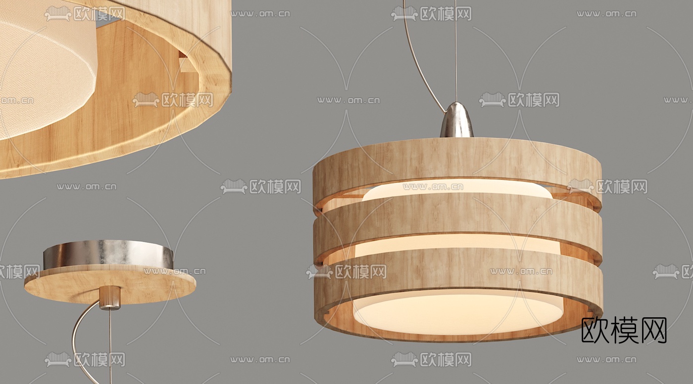 中式木材吊灯3d模型下载