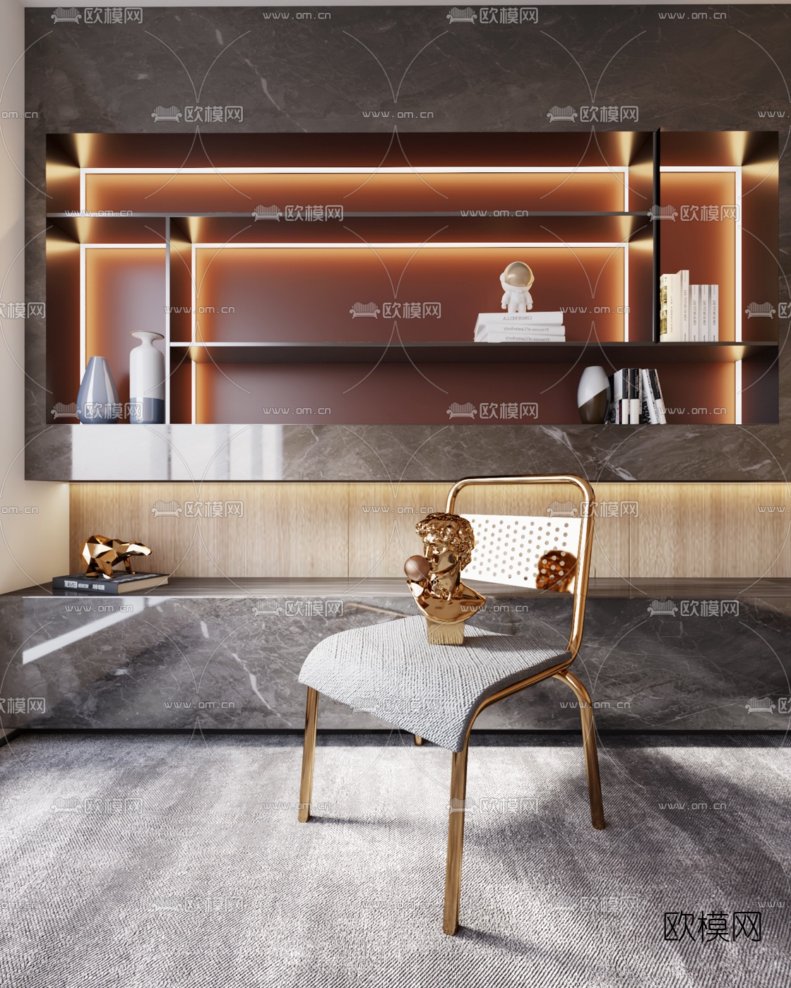 现代轻奢单椅3d模型下载