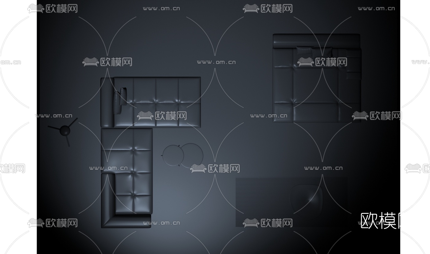 现代皮革沙发组合3d模型