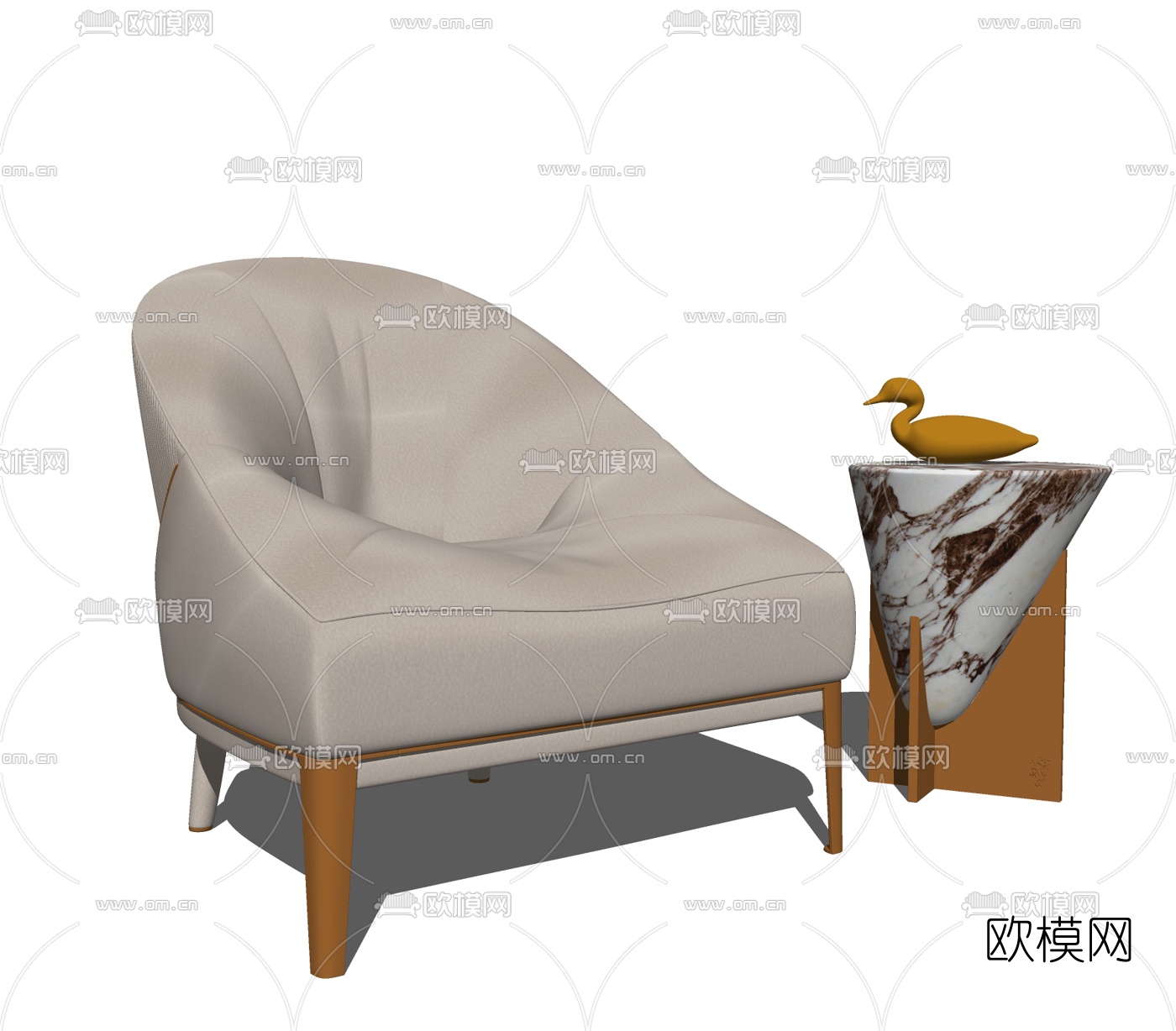 后现代布艺单人沙发su模型下载