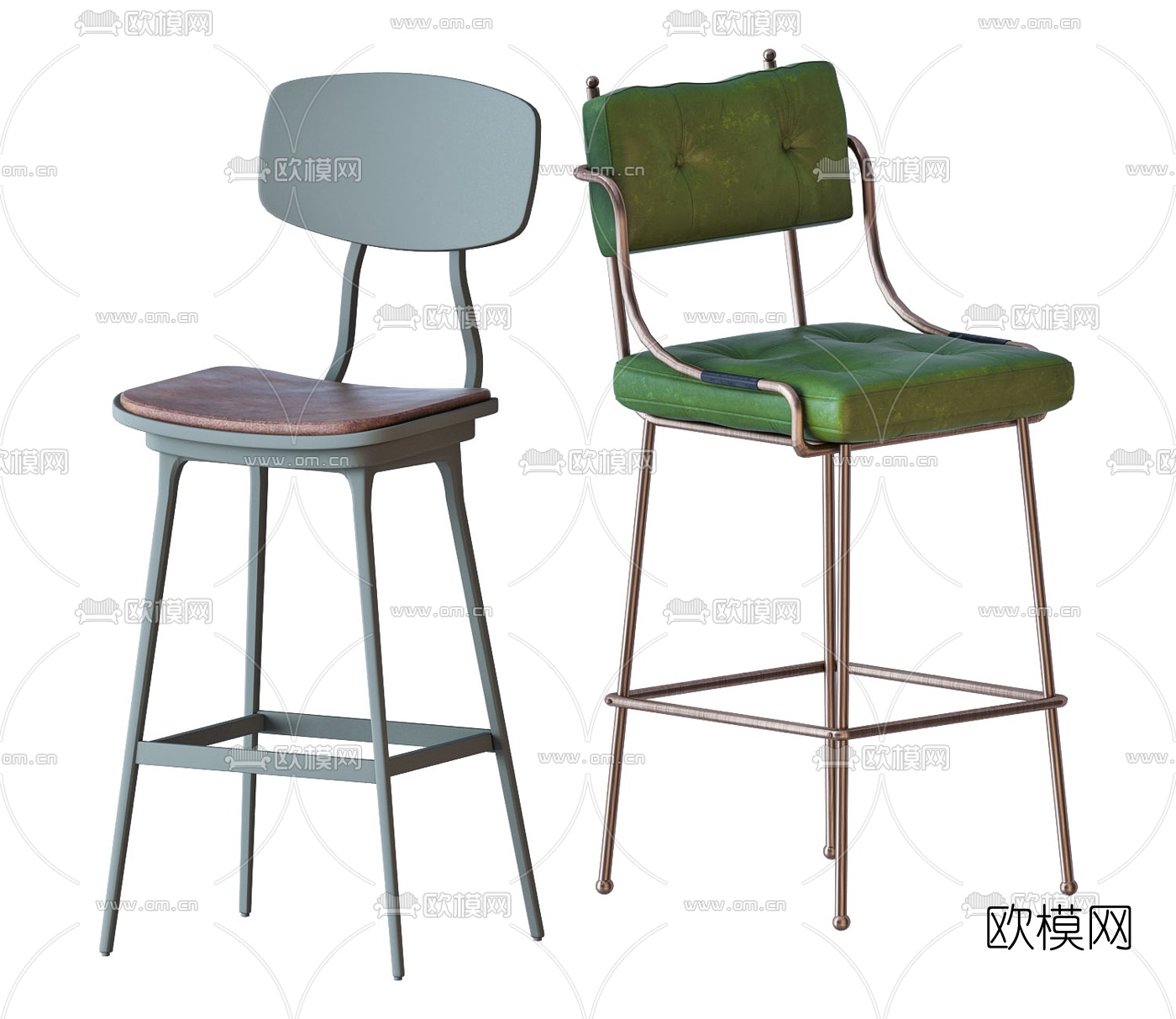 北欧轻奢吧椅组合3d模型下载