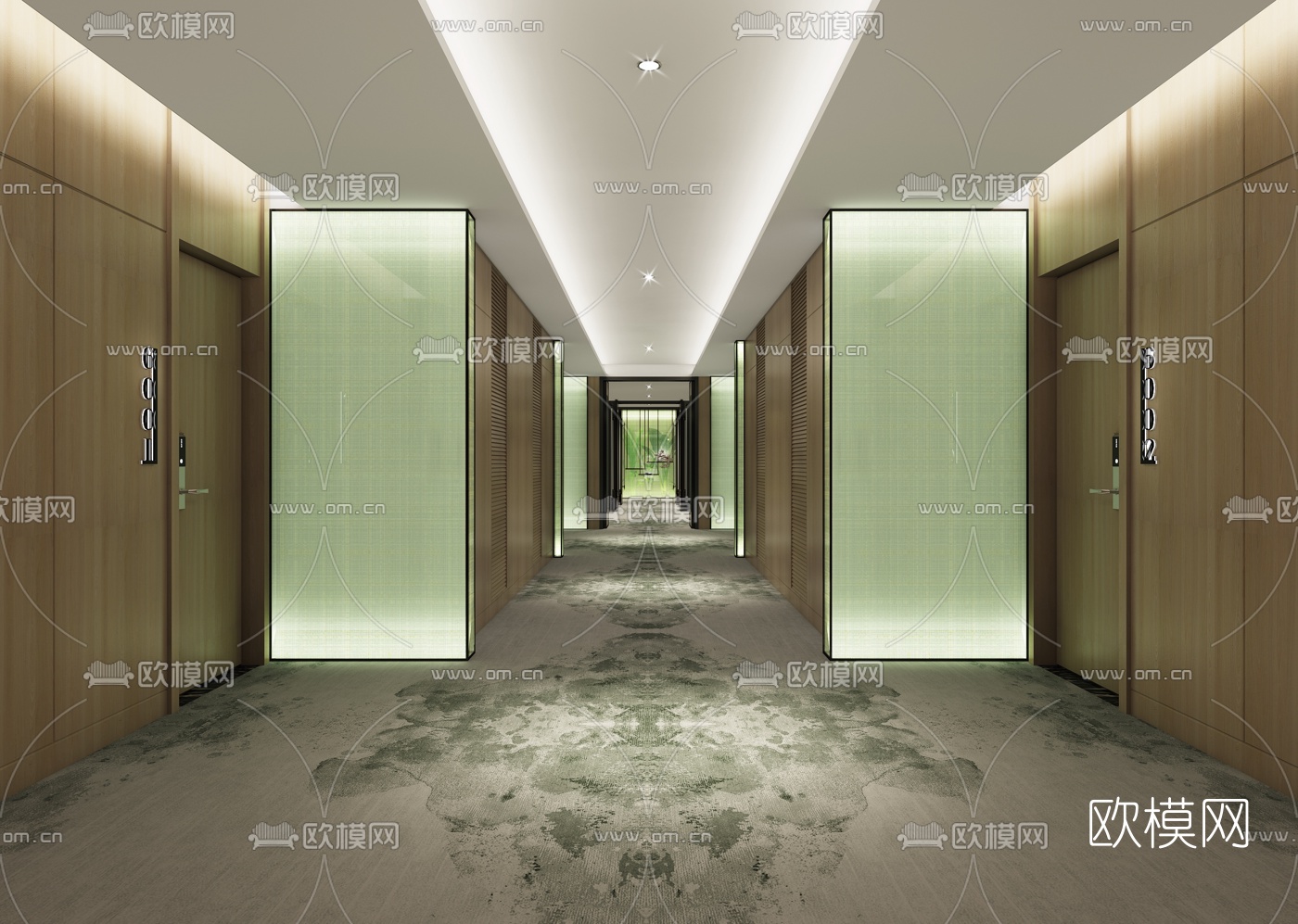 现代酒店走廊过道3d模型