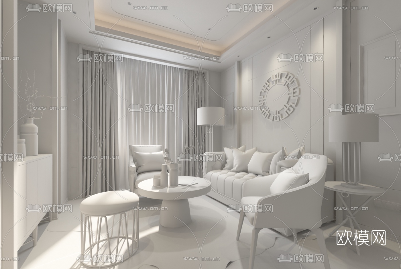 后现代客厅3D模型