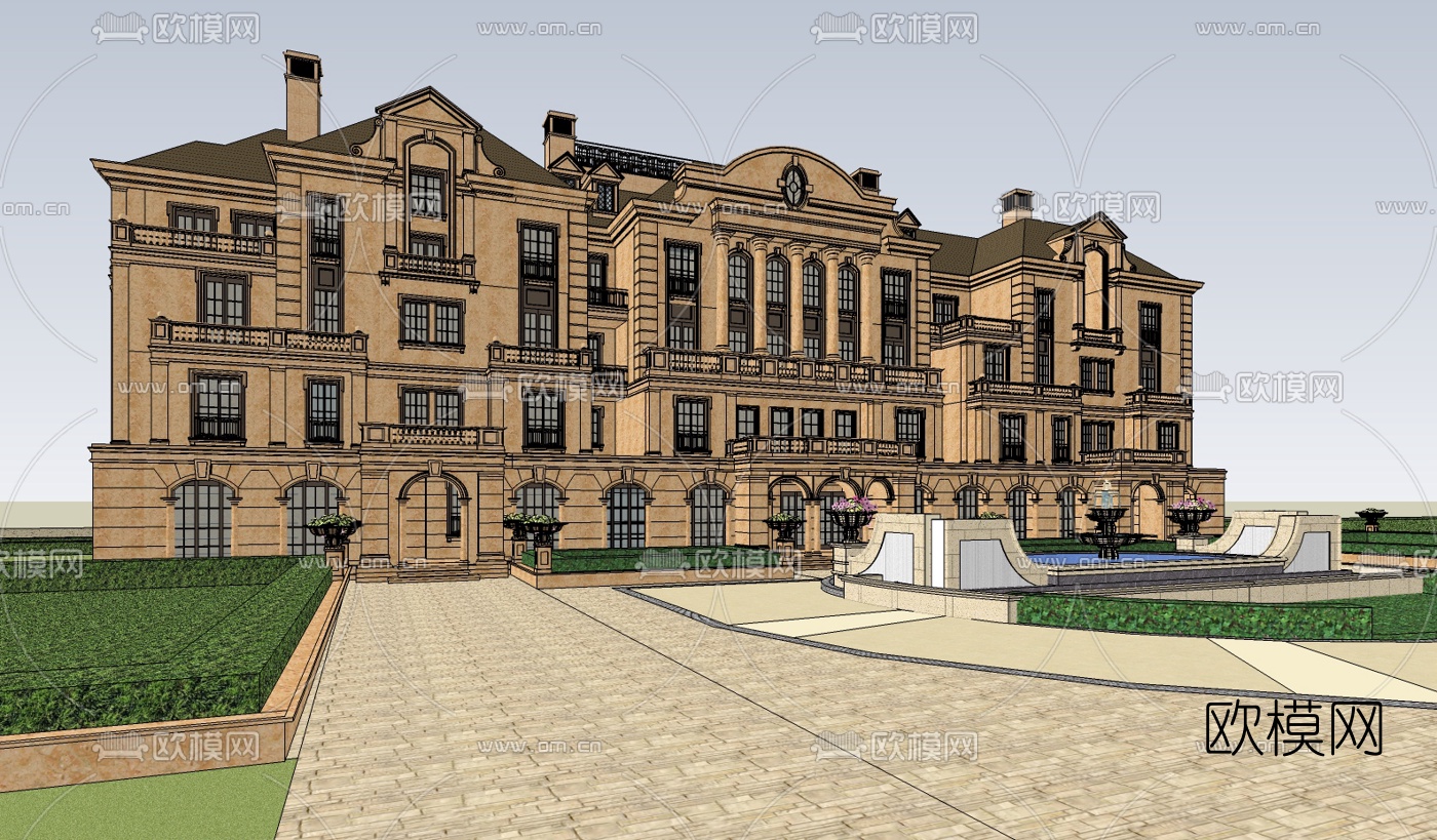 欧式古典酒店su模型下载（渲染图3）