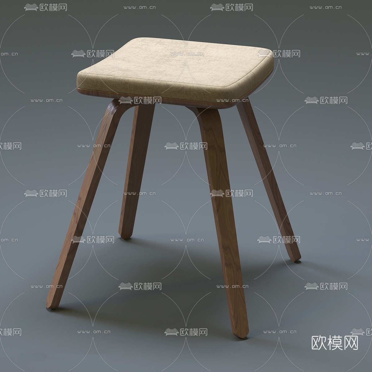 北欧实木凳子3d模型下载（渲染图1）