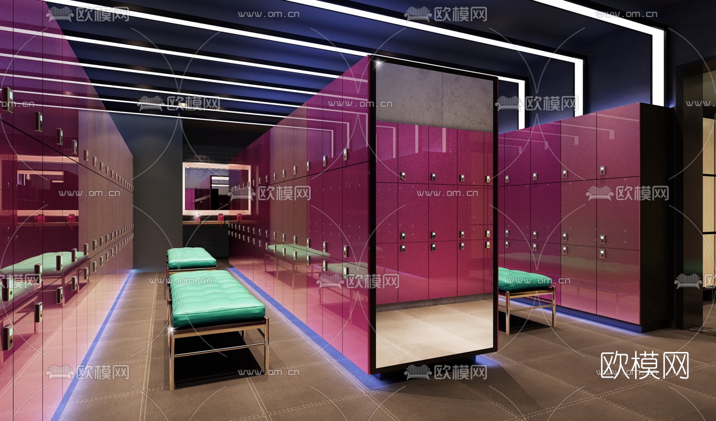 现代健身会所更衣室3D模型