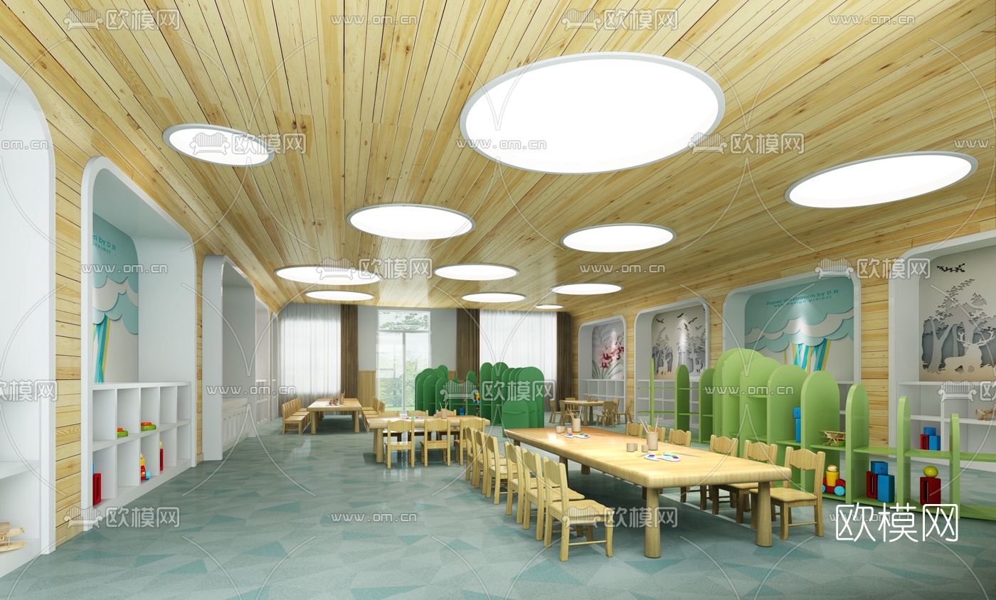 现代幼儿园教室3d模型下载