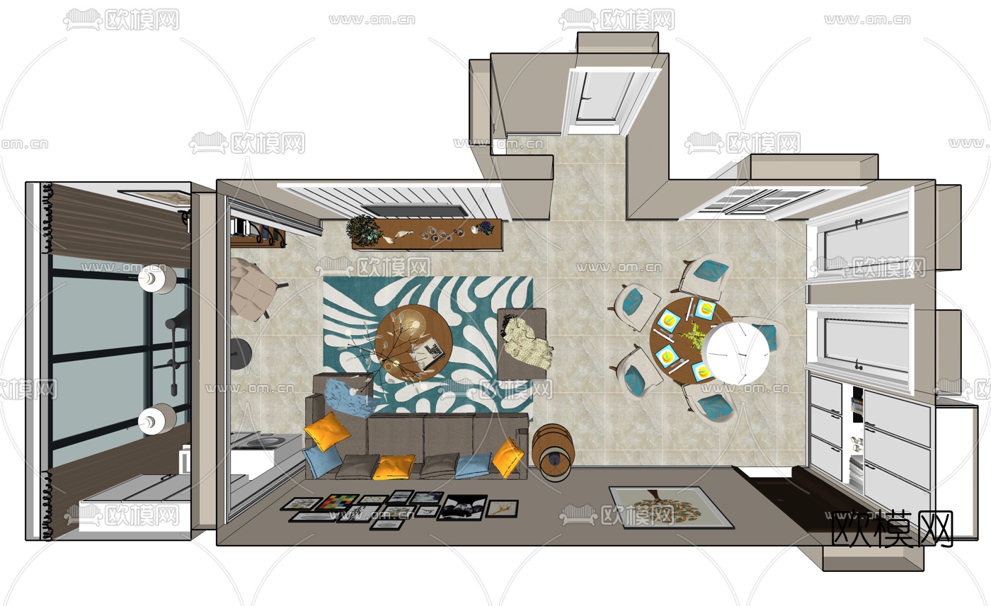 北欧客餐厅su模型