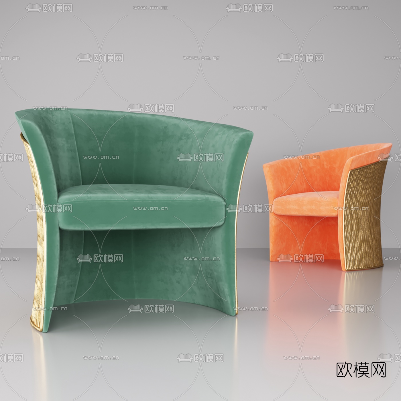 现代绒布休闲沙发3d模型