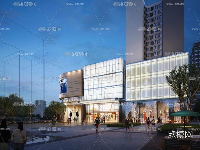 现代商业综合体鸟瞰规划3d模型下载(渲染图1)