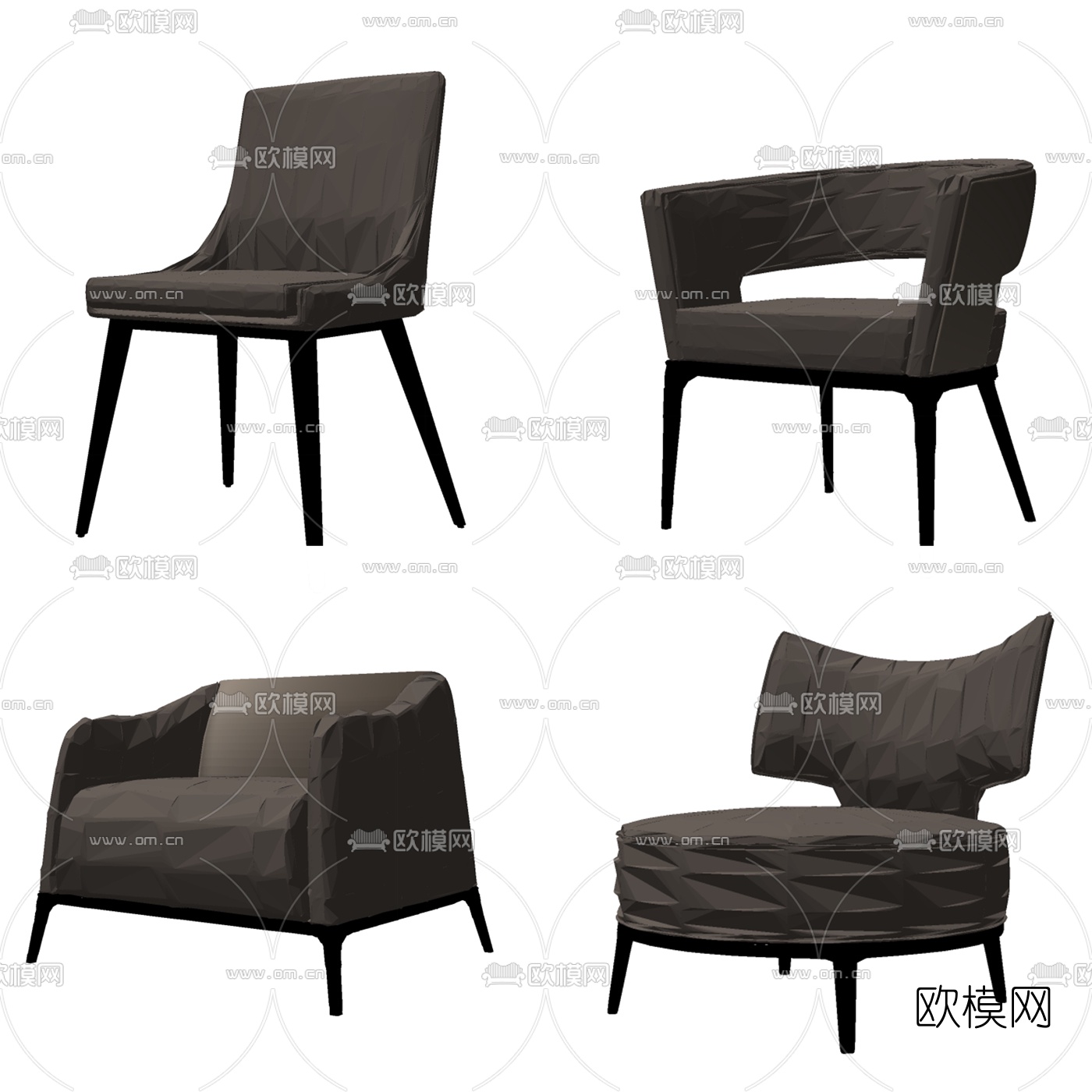现代布艺单椅su模型下载（渲染图2）