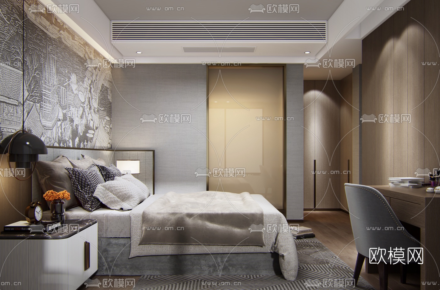 后现代卧室3d模型下载（渲染图1）