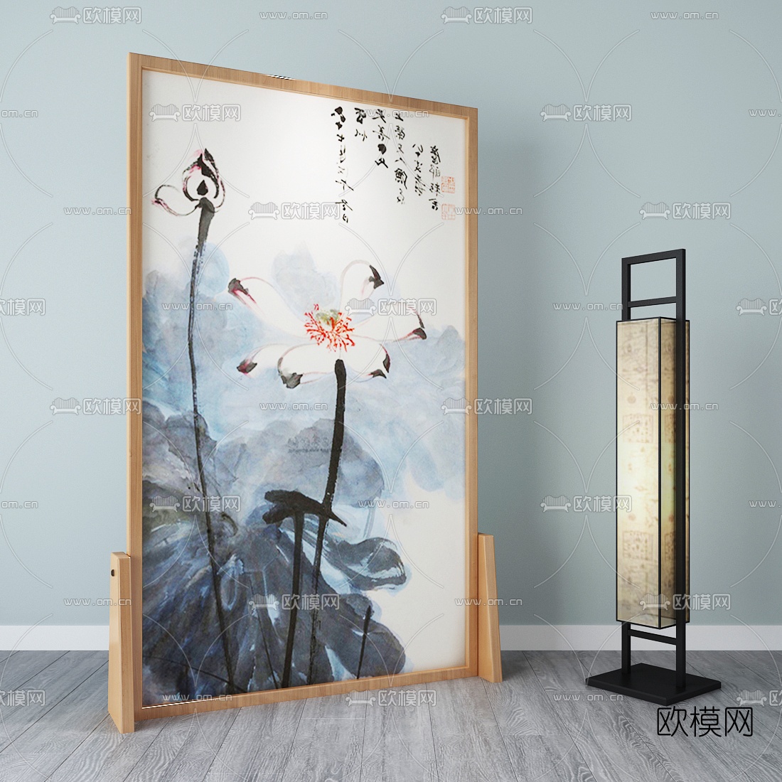 新中式插屏屏风隔断3d模型下载（渲染图4）