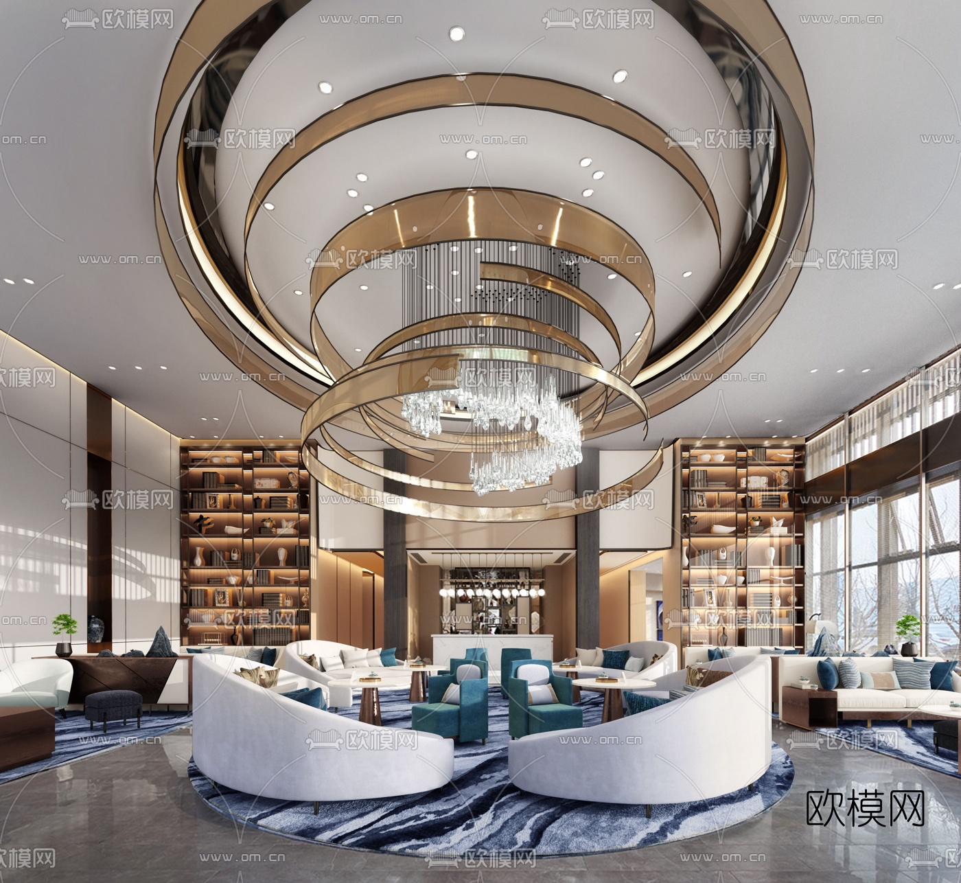 YLH设计现代售楼处3d模型下载（渲染图1）