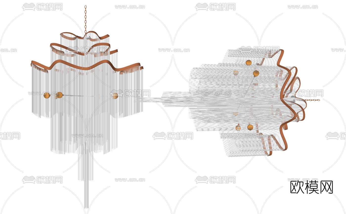 现代水晶吊灯su模型下载
