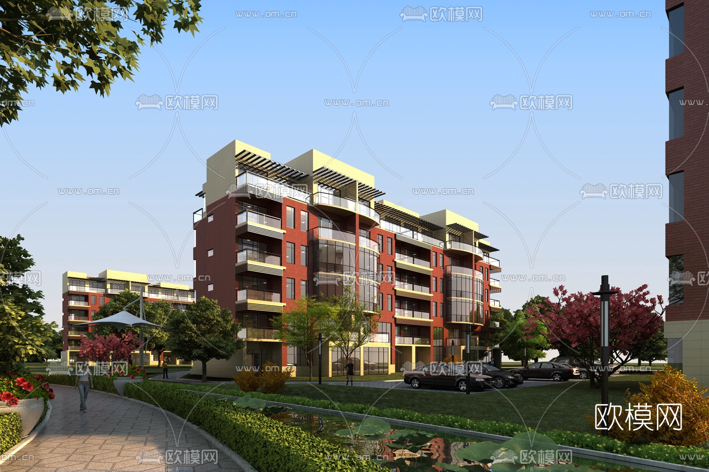 现代住宅小区外观3d模型