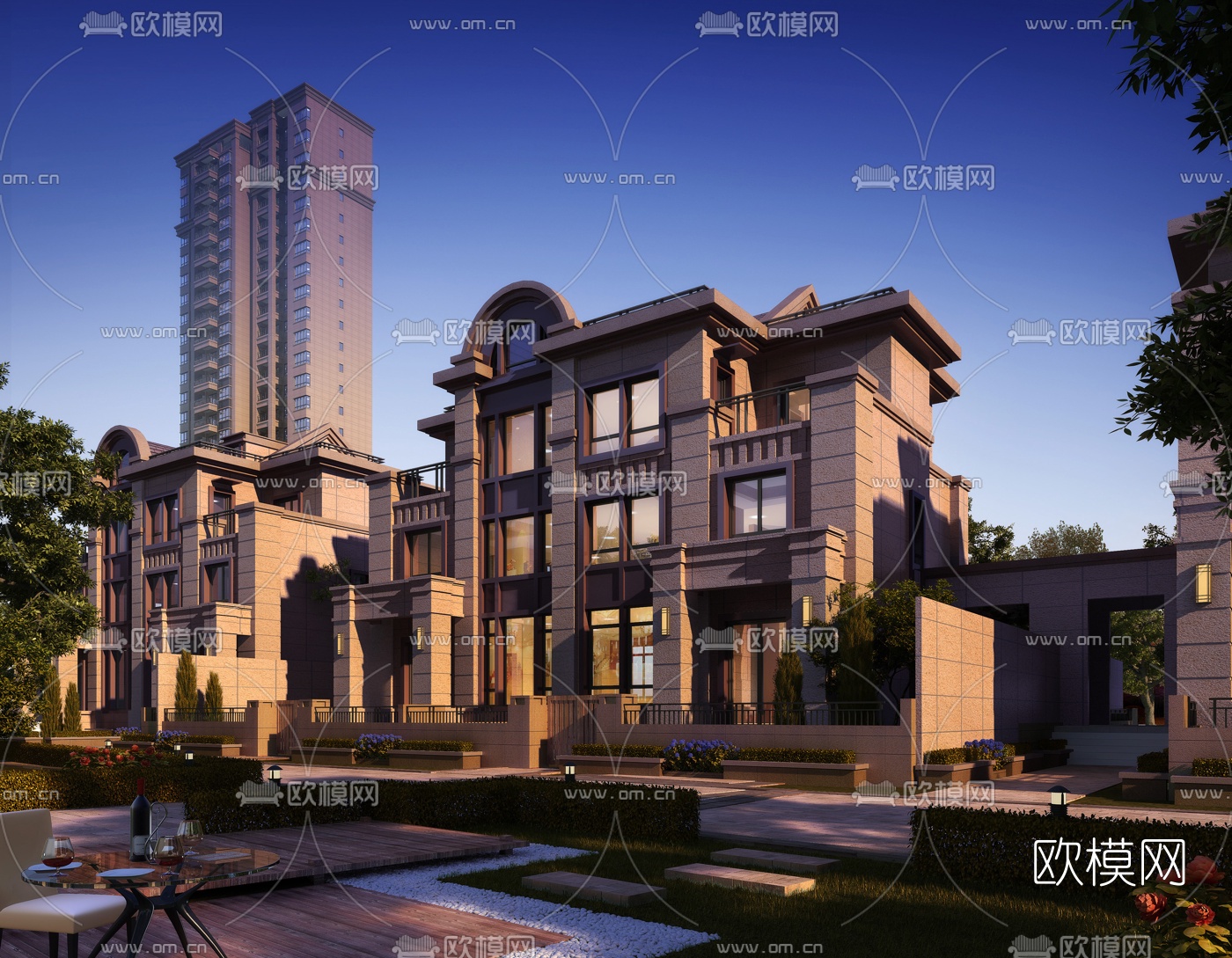 欧式别墅外观3d模型下载