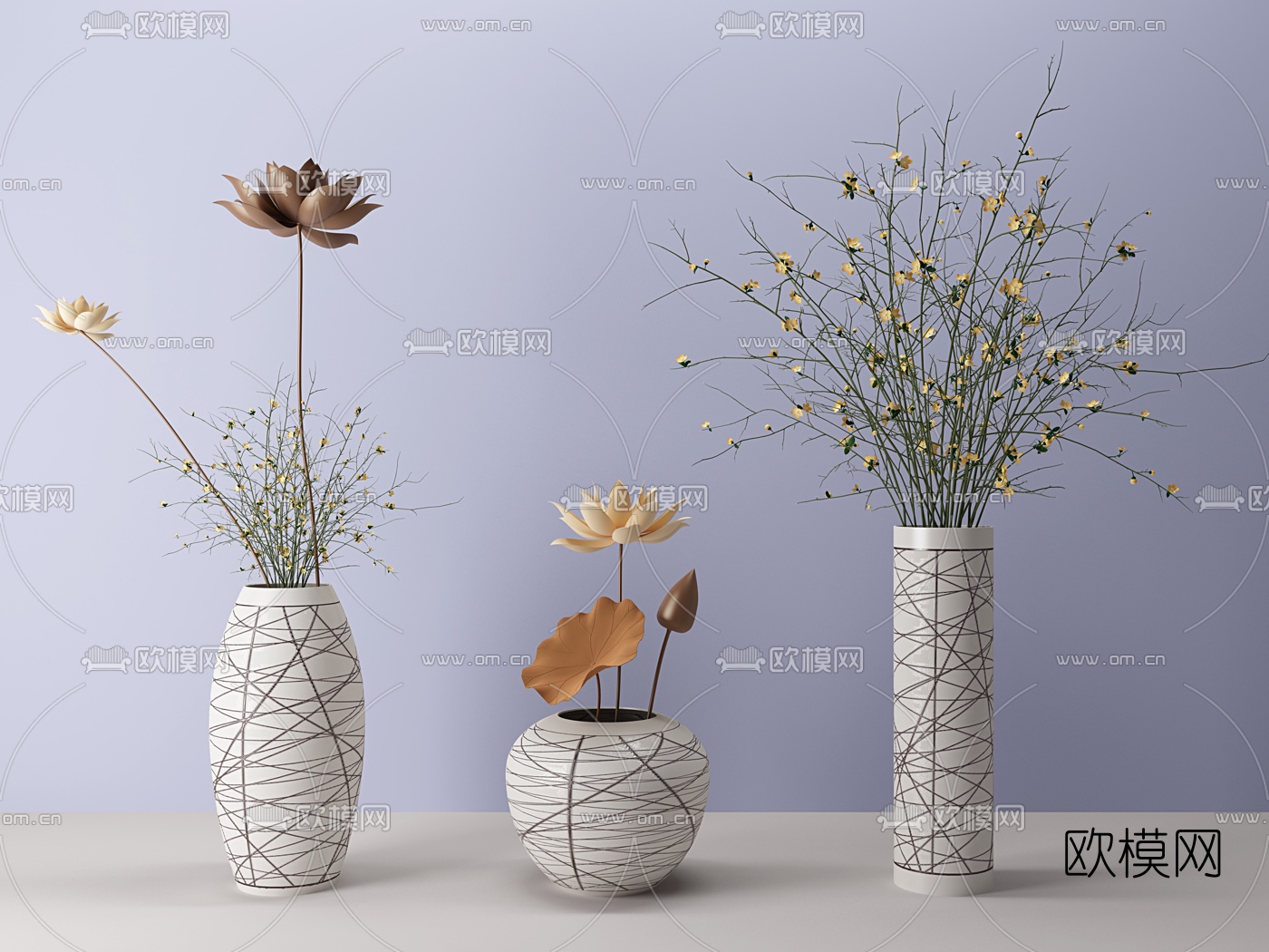 现代花瓶装饰组合3d模型