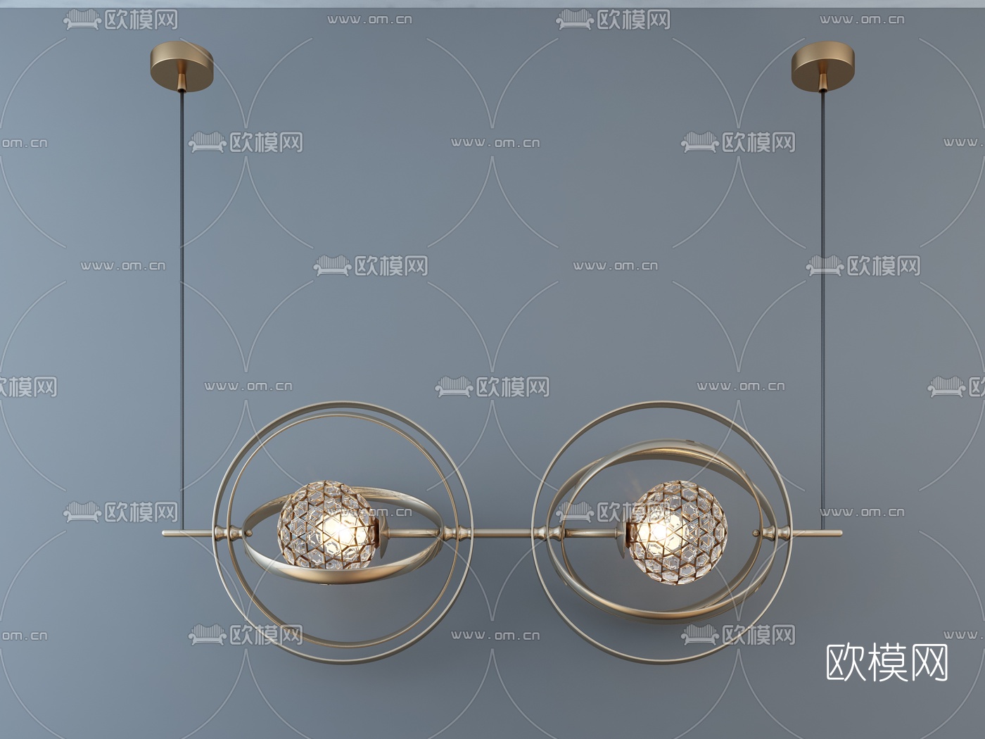 现代金属球形吊灯3d模型