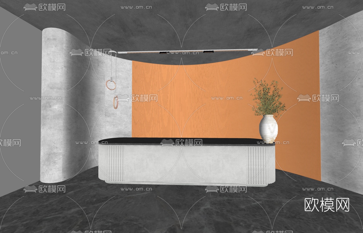 现代办公室前台su模型下载（渲染图3）