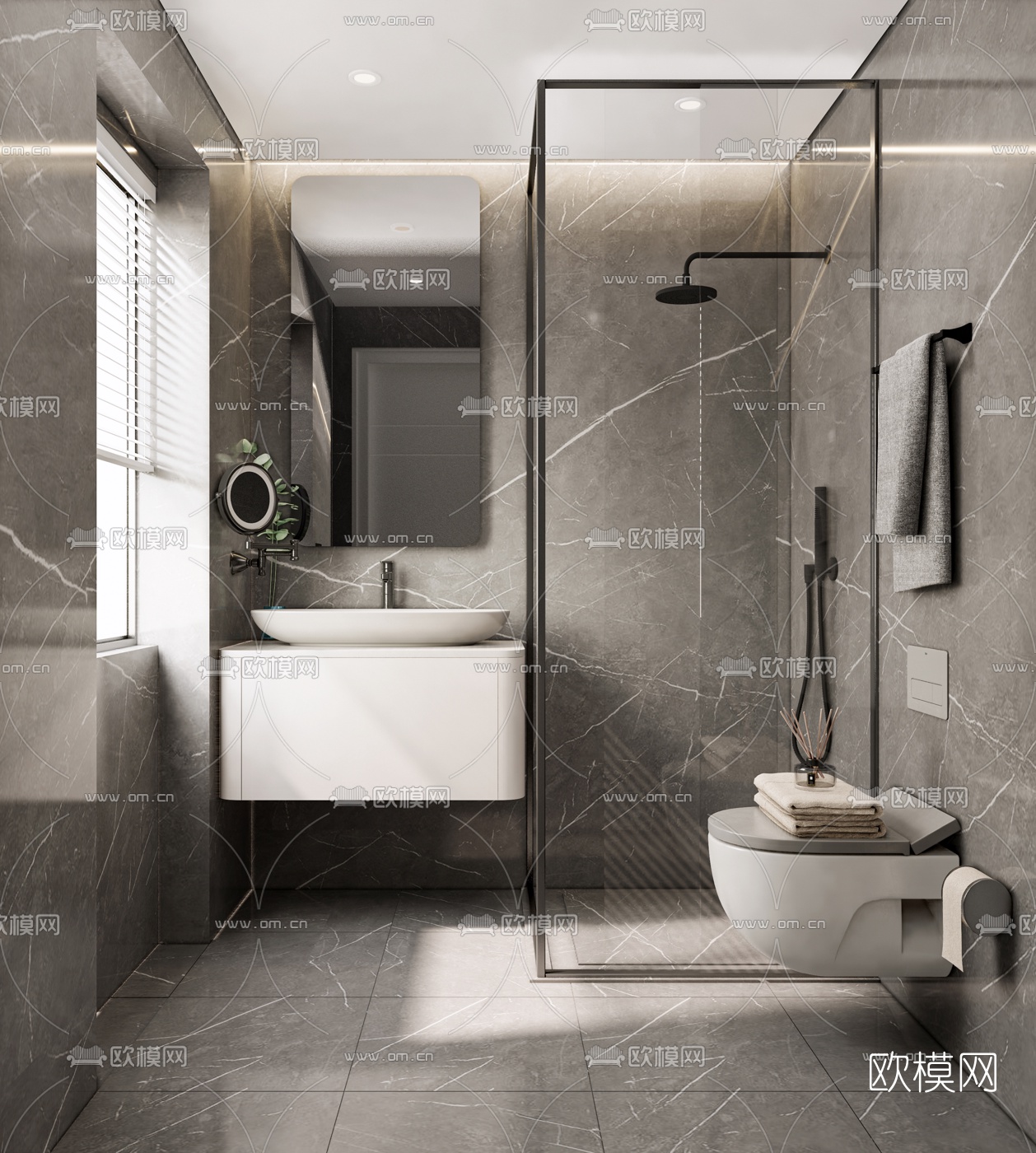 北欧卫生间浴室su模型下载（渲染图1）