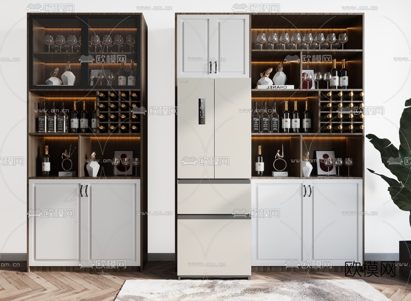 现代轻奢酒柜3d模型下载