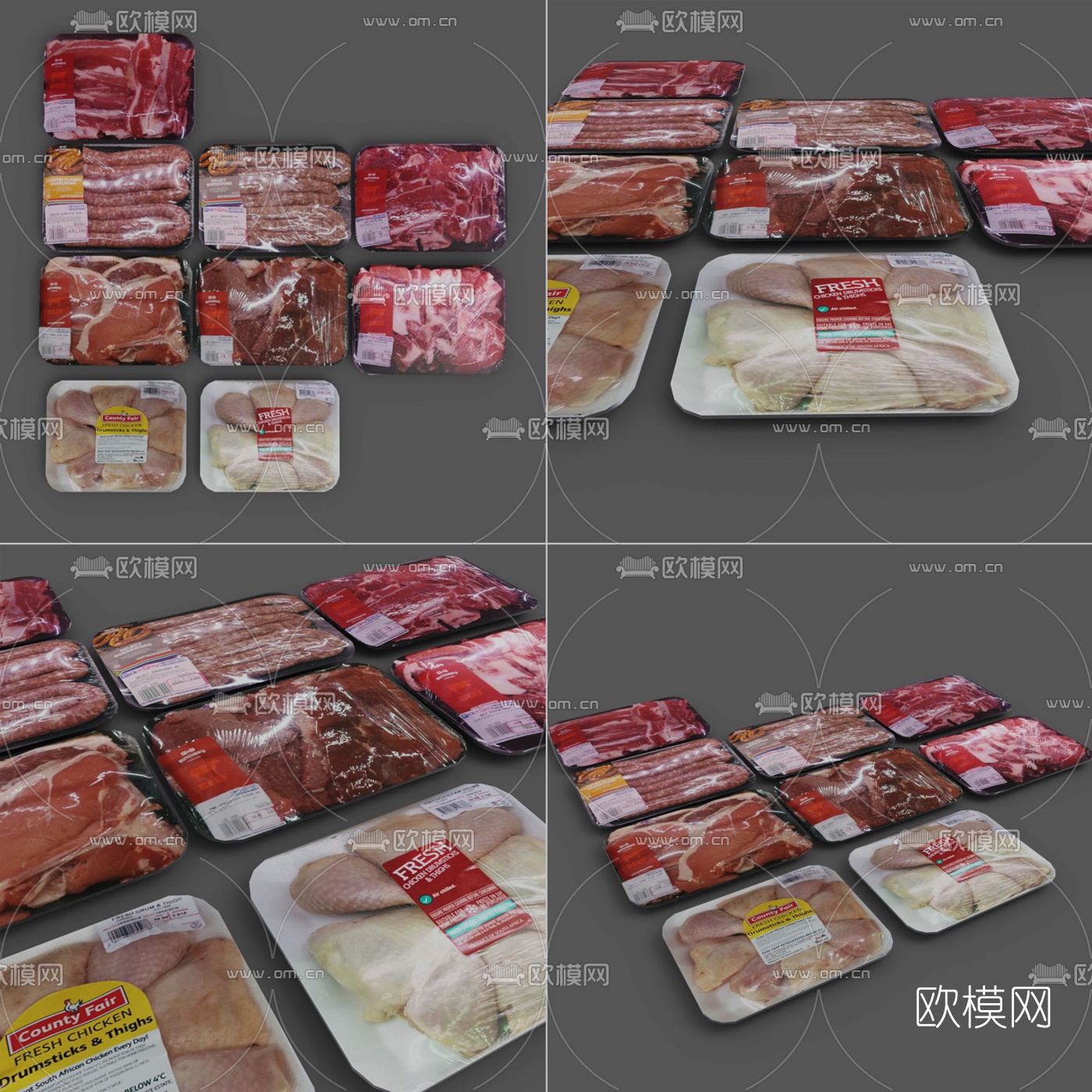 现代超市肉类3d模型