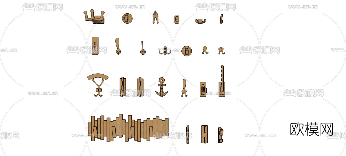 现代金属挂衣钩组合su模型下载