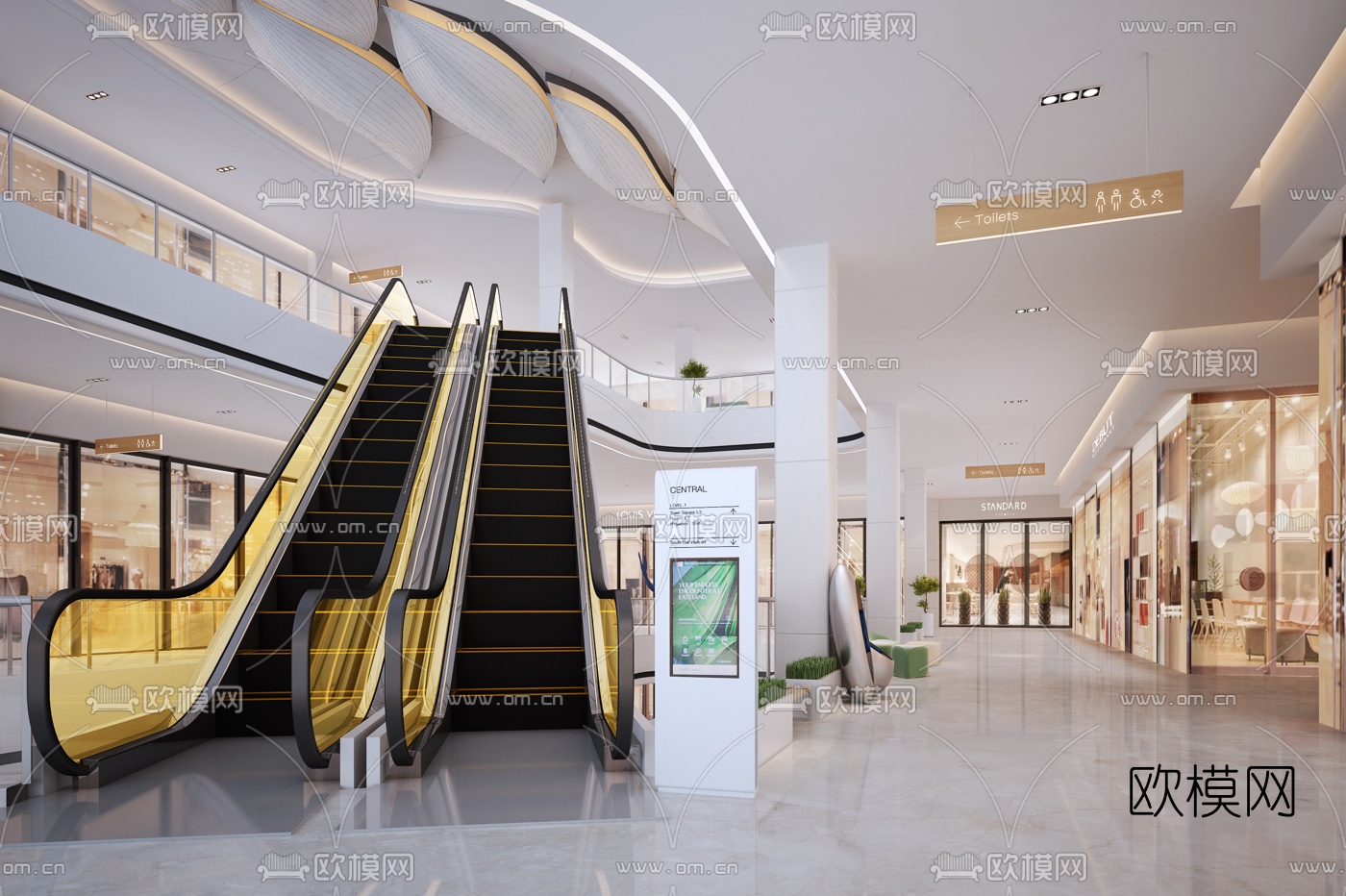 现代商场购物中心3d模型下载（渲染图1）