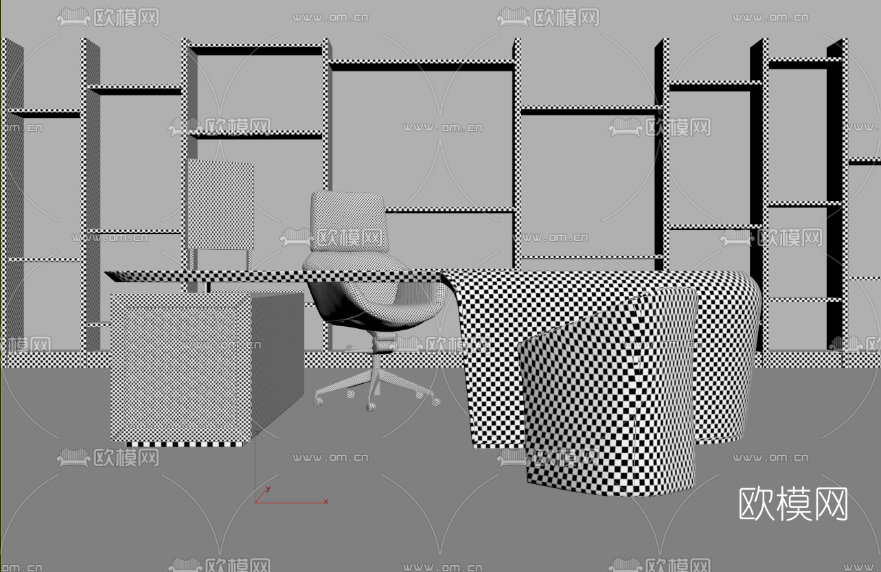 英国BENTLEY品牌 现代办公班台3d模型下载（渲染图2）