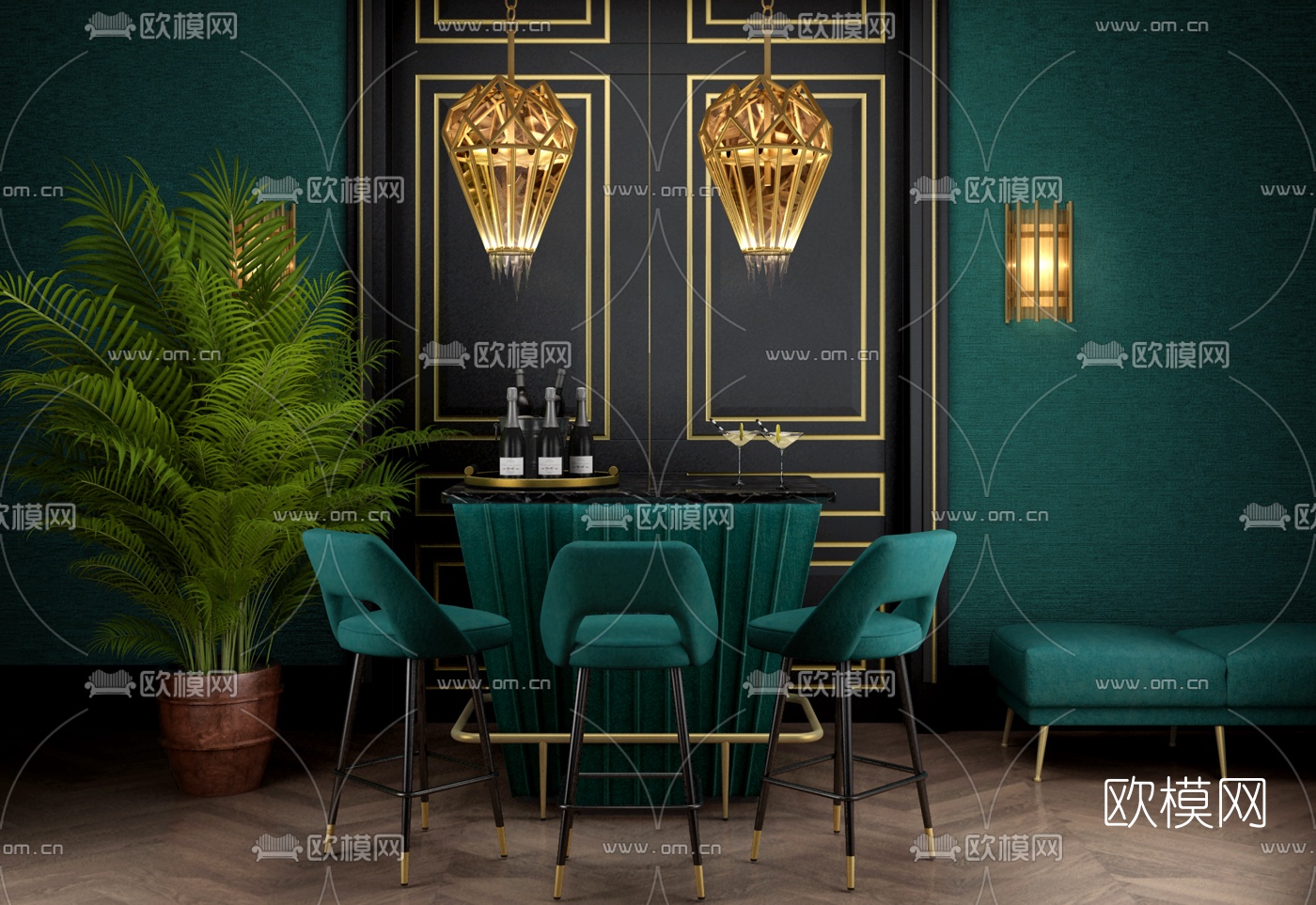 荷兰Eichholtz品牌 后现代吧台3d模型下载（渲染图1）