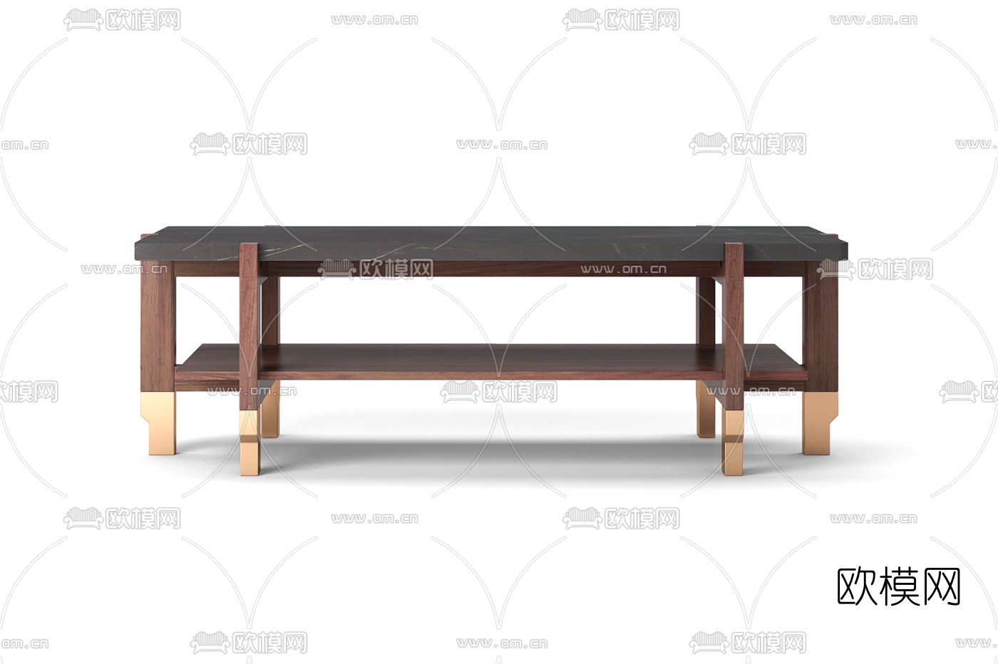 新中式大理石茶几3d模型下载（渲染图1）