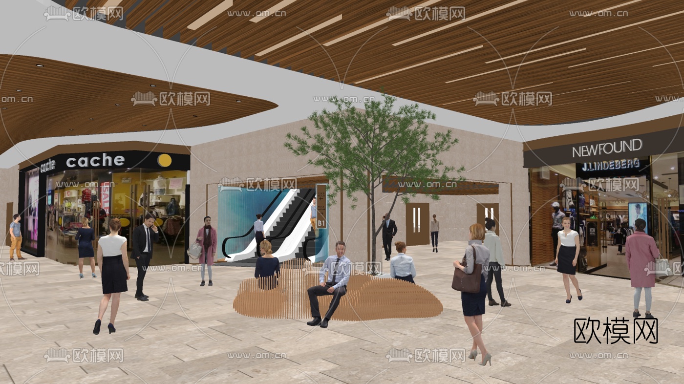 现代商场大厅su模型下载