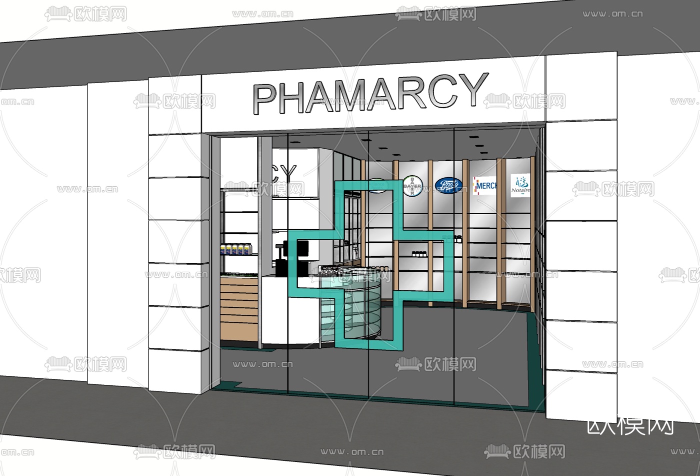 现代药店免费su模型下载