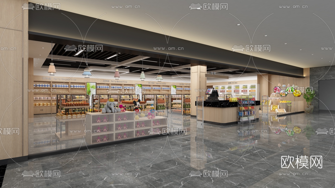现代超市水果店3d模型