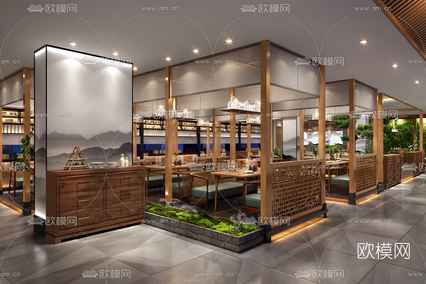 新中式中餐厅3d模型