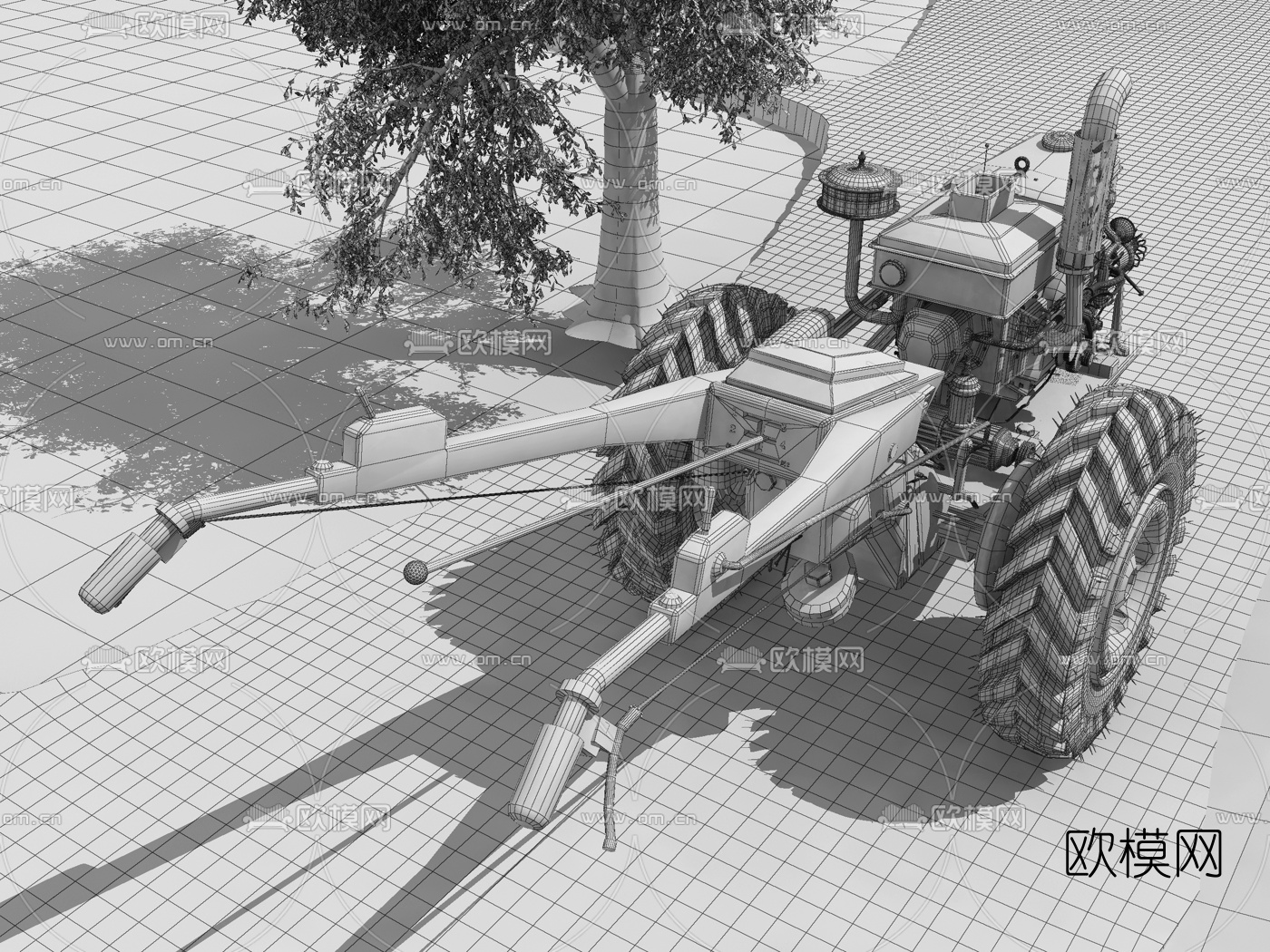 现代手扶拖拉机3d模型下载（渲染图4）