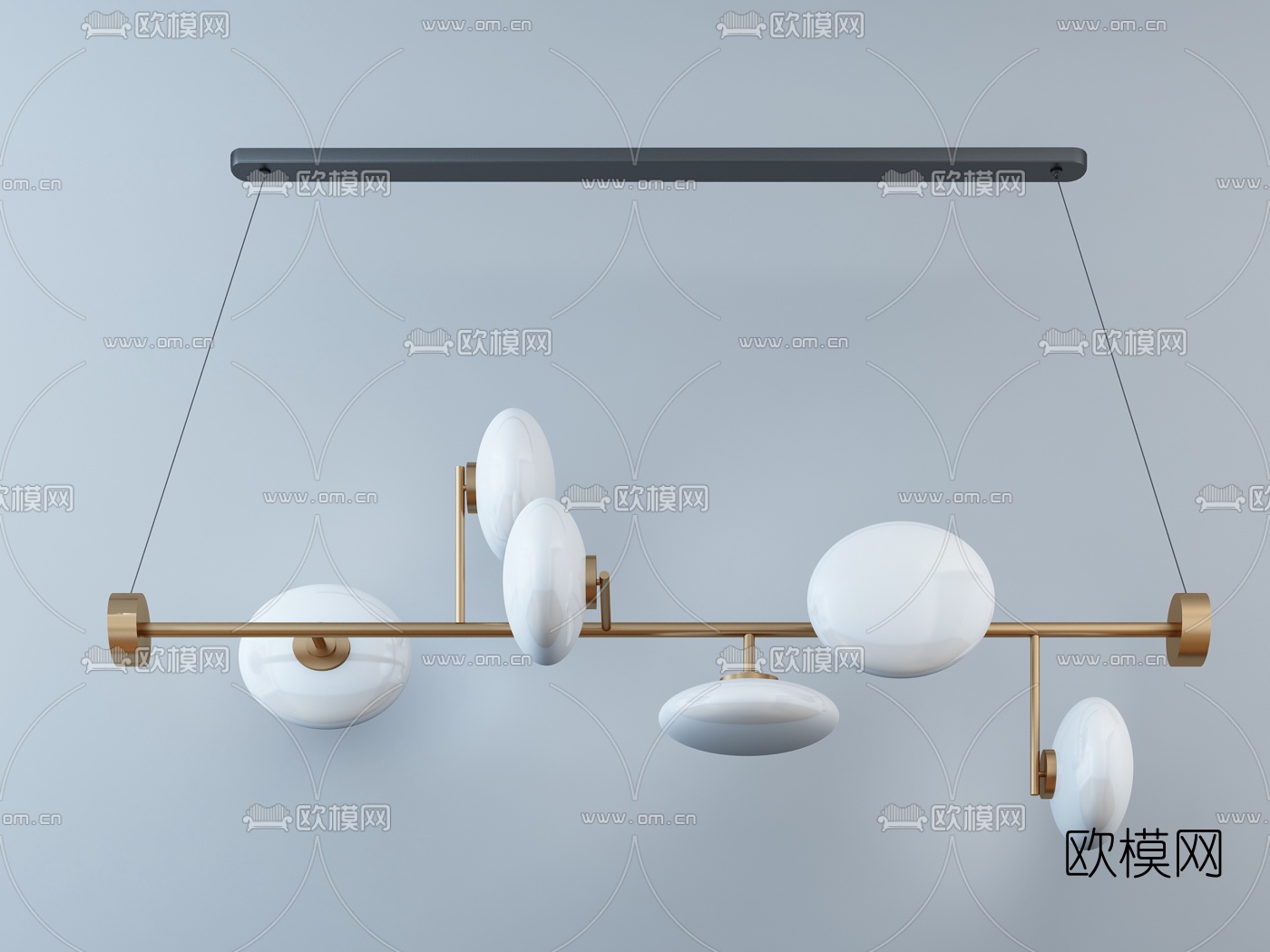现代金属多头吊灯3d模型下载