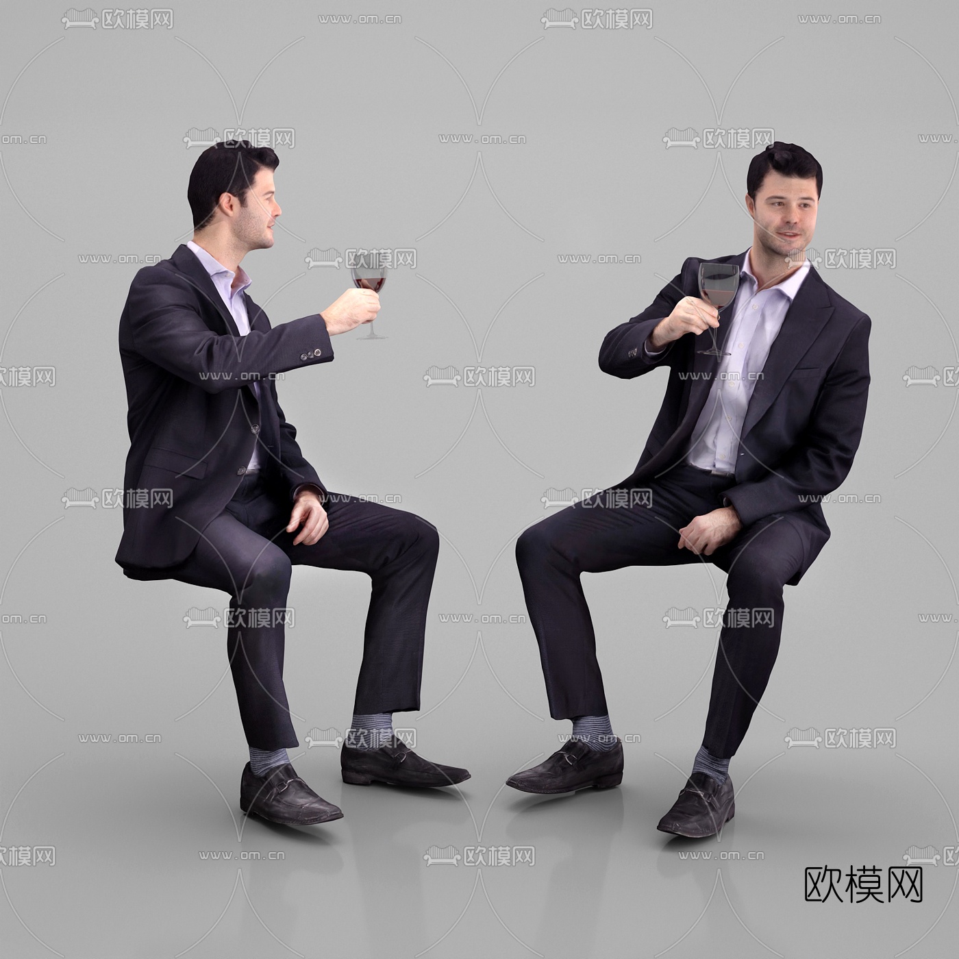 现代坐姿人物3d模型
