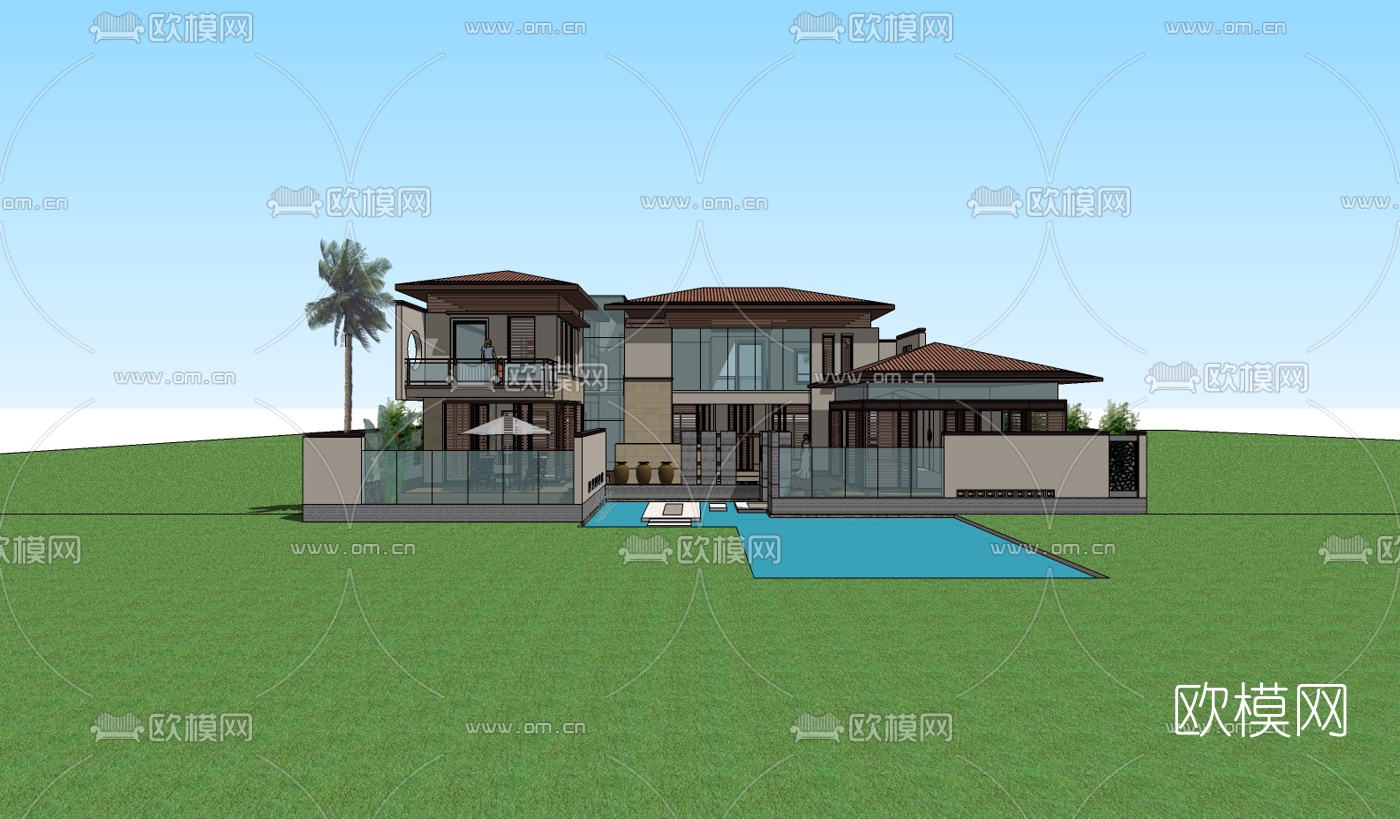 现代独栋别墅su模型