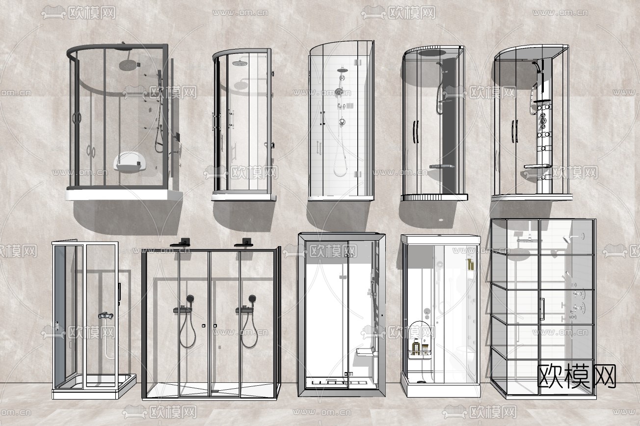 现代淋浴房su模型下载