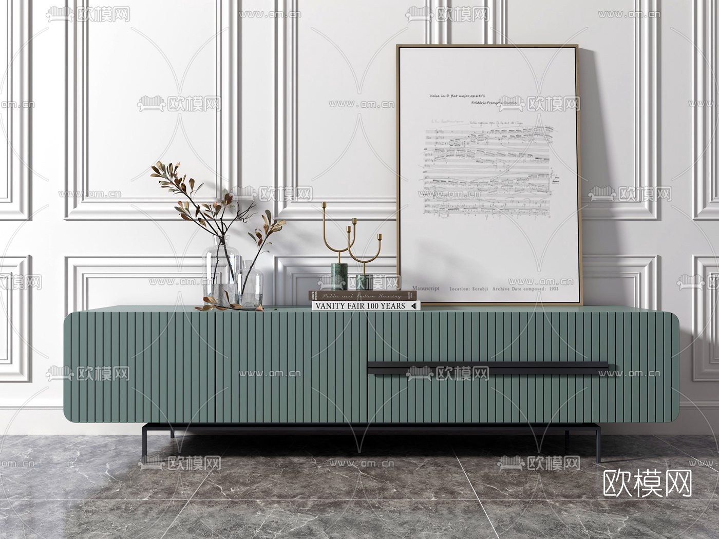 现代意式电视柜3d模型下载