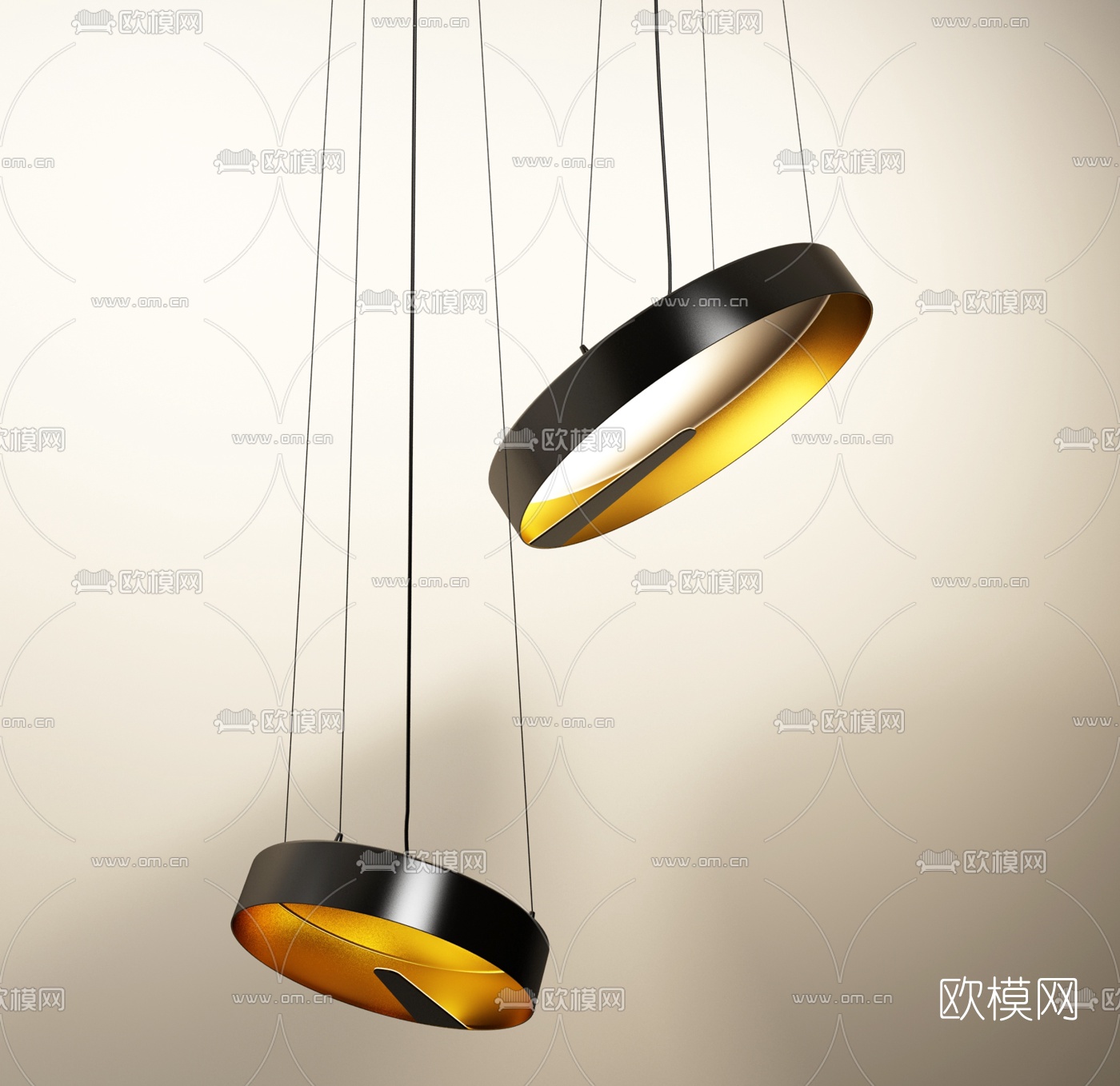 现代金属圆环吊灯3d模型